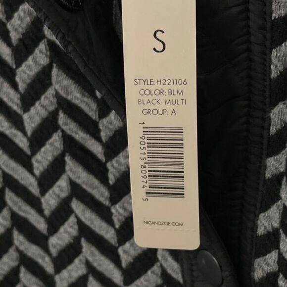 NWT Nic+Zoe Quilted Mix Media Coat Size SMALL Knit Black Patch Pocket - Picture 6 of 13